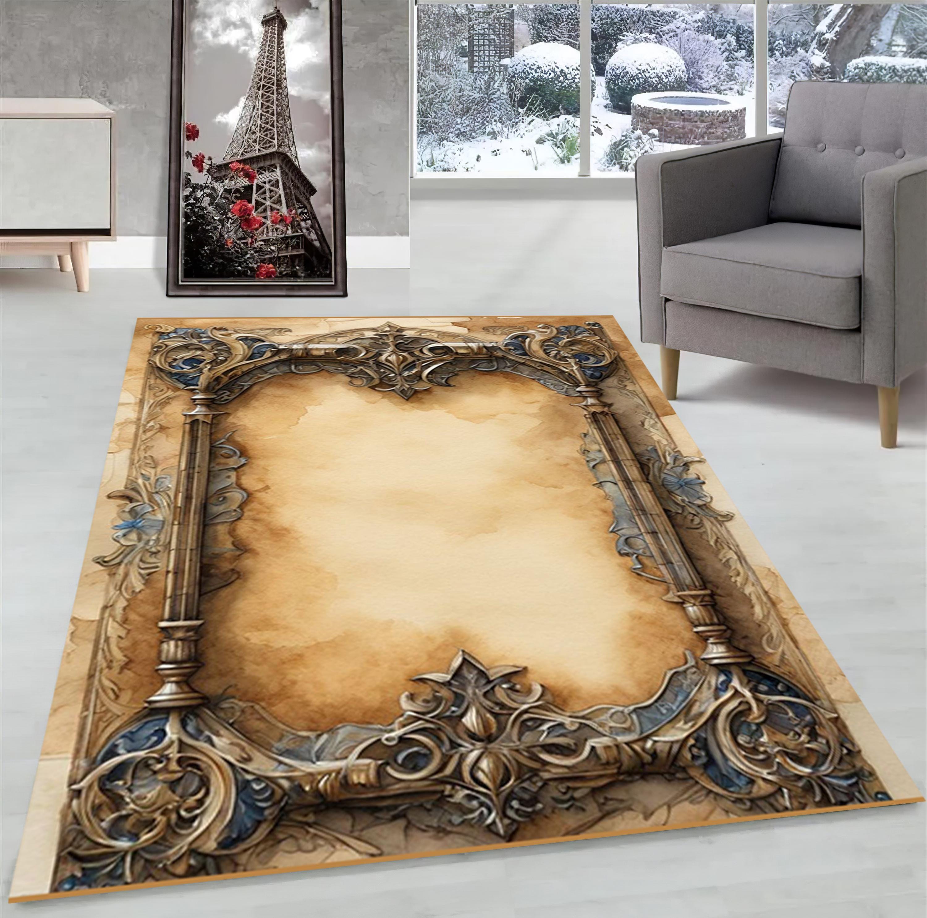 Roman Rug Round Medusa Carpet: Black and Gold Roman Rug, Modern Stylish Floor Decor - Etsy