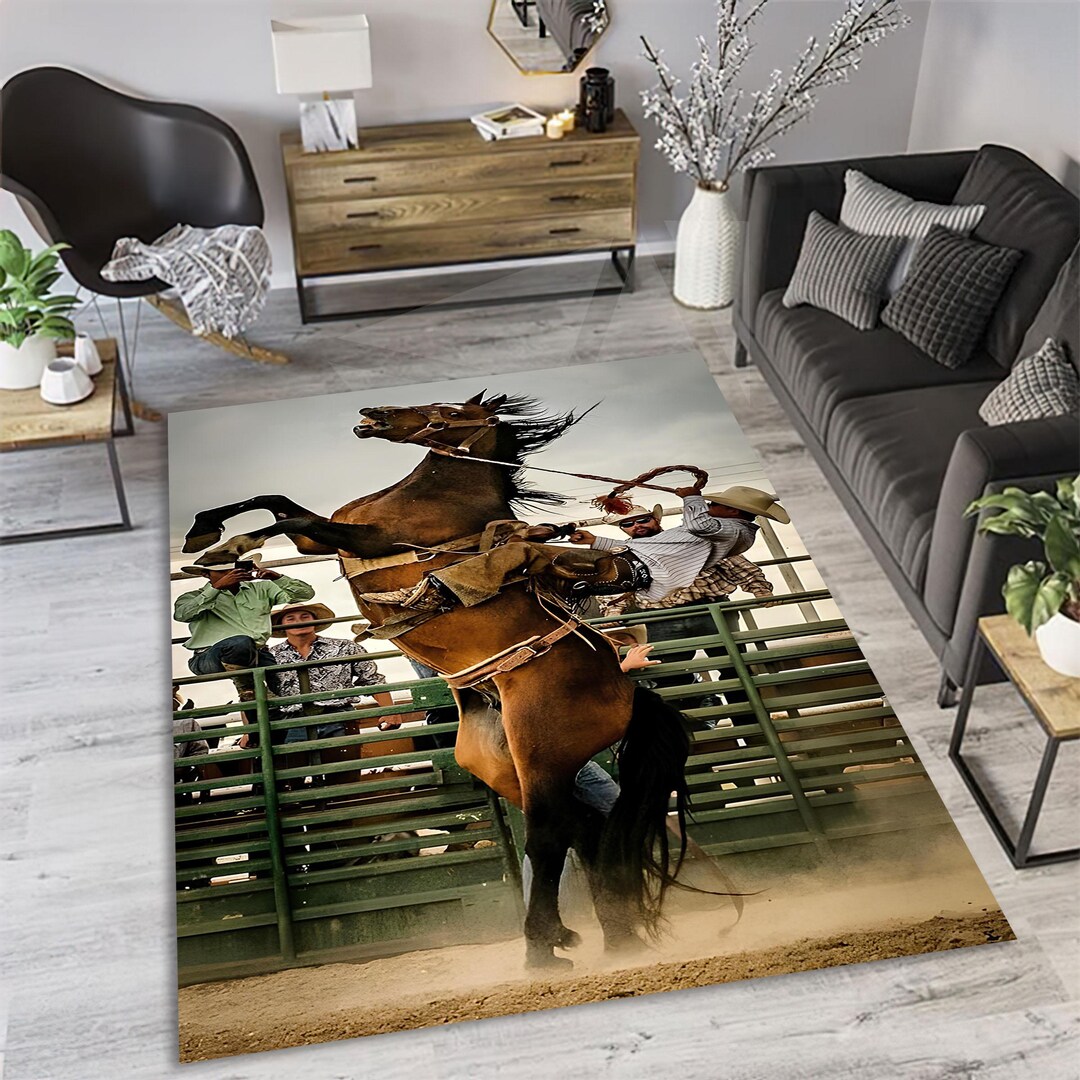 Cowboy Rug: Wild West Lasso & Horses Design,rodeo Rug - Etsy