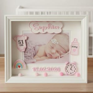 Cornice ricordo personalizzata per bambine – Cornice nascita con nome, data, peso e ora – Regalo per la cameretta dei bambini