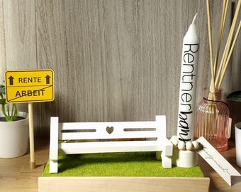 Regalo de jubilación, regalo de despedida para un compañero, regalo para cumplir un deseo de jubilación, vela decorativa con tubo de los deseos y decoración para banco de jubilación