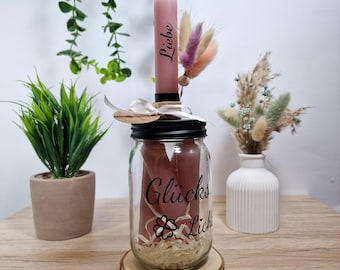 Vaso de cristal con flores secas, luz de la suerte para ocasiones festivas, regalo único para amigos y familiares