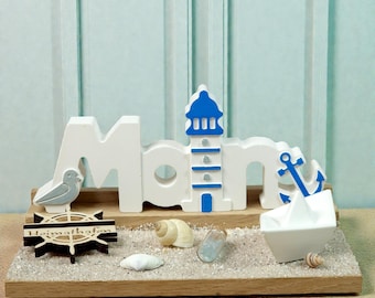 Decoración marítima personalizada "Moin": decoración costera con texto personalizado, regalo para los amantes del mar.