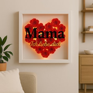 Cornice per la festa della mamma Mamma ti amo Cornice a forma di cuore fatta a mano con rose di carta Regalo d'amore