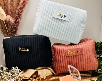 Neceser grande de terciopelo para cosméticos: neceser personalizado y neceser de viaje para maquillaje, organizador de artículos de tocador de terciopelo, regalo para mujer.