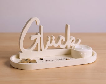 Portavelas de la suerte, hecho a mano por Keraflott: regalo para mujeres, bodas y Año Nuevo: amuleto de la suerte personalizado 2026