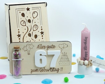 Caja de madera personalizable como regalo de cumpleaños: caja de regalo grabada individualmente con compartimento para billetes y vales.