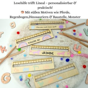 Reading ruler wood personalized reading aid with name gift school enrollment school child 2025 school cone