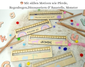 Reading ruler wood personalized reading aid with name gift school enrollment school child 2025 school cone
