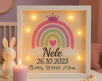 Lámpara de noche personalizada para bebé con nombre y datos de nacimiento, marco de fotos LED, regalo para recién nacidos, decoración para la habitación del bebé.