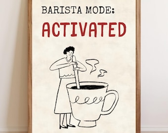 Retro Coffee Lover Print | Funny Cafe Barista Poster | Coffee Station Decor | Coffee Bar Poster | Printable Coffee Wall Art