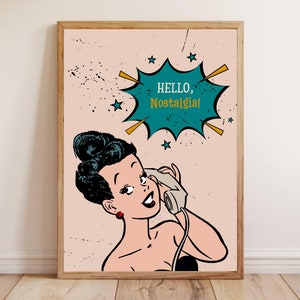 Retro Pop Art Print, Pop Art Decor, Vintage Pop Art Wall Art, Cute Nostalgia Poster, Pop Art Comic Girl, Pop Art Illustration,Vintage Poster