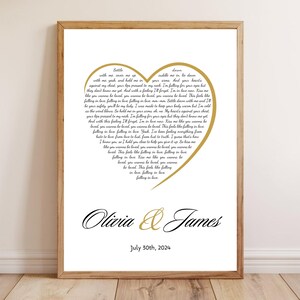 First Dance Art, Custom Wedding Gift, Sentimental Gift, Our Song Poster, Unique Wedding Keepsake, Anniversary Lyric Art, Valentines Day Art
