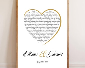 First Dance Art, Custom Wedding Gift, Sentimental Gift, Our Song Poster, Unique Wedding Keepsake, Anniversary Lyric Art, Valentines Day Art