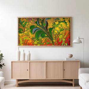 Extra Large Abstract Wall Art Print, Modern Panoramic Wall Art, Colorful Fluid Art Print, Abstract Long Narrow Print, Extra Wide Decor