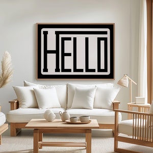 Hello Print, Modern Typography, Hello Wall Art Print, Black and White Typography Poster, Scandinavian Style Decor, Modern Home Decor