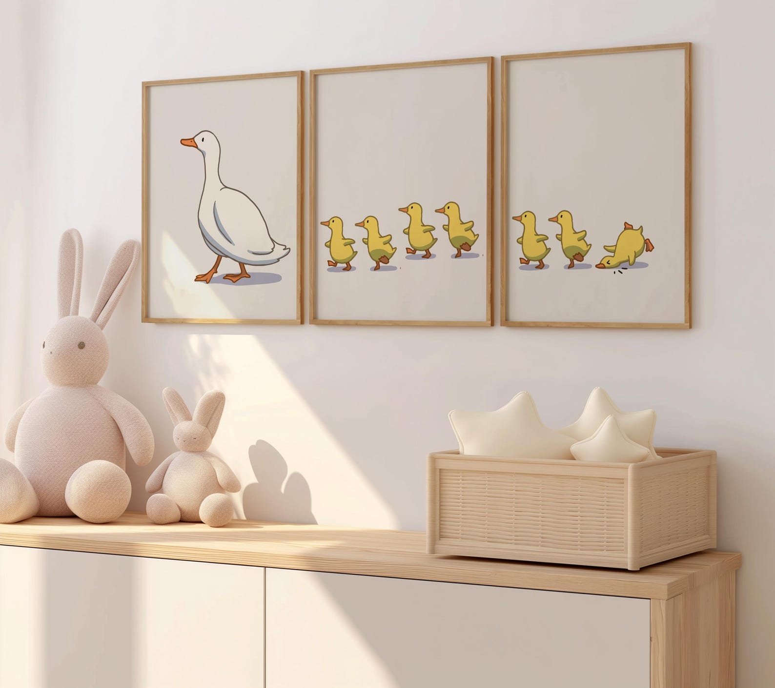 Adorable Duck Family Print, Nursery Wall Art Set of 3, Baby Room Animal ...