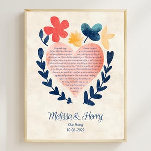 Custom Song Lyrics, Personalized Valentine Song Lyrics Print, Custom Heart Shaped Song Lyrics, Wedding Song Print, First Dance Song Print