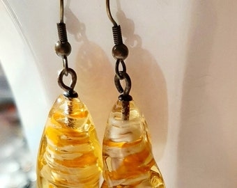 Pendientes vintage de vidrio de arte naranja veneciano colgantes