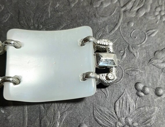 Vintage white moonglow Lucite  panel bracelet - image 5