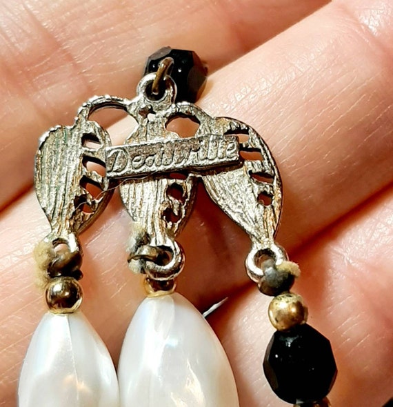 Vintage Deauville white and black acrylic pearl n… - image 2