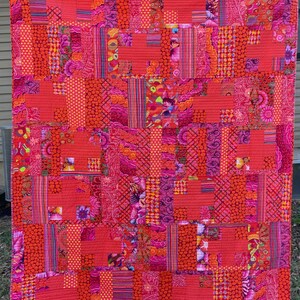 Modern Quilt in Reds - One Of A Kind Quilt