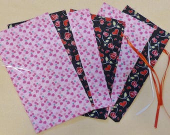 Fabric gift bags Set of six Holiday fabric Party gift bags Reusable  Party favor bags Valentine’s Day