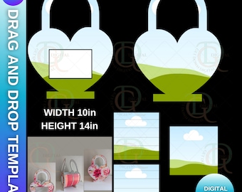 Cute Heart Shaped Foam Board Gift Box, Drag and Drop Purse Templates, Edit in Canva, Foam board, Digital Download