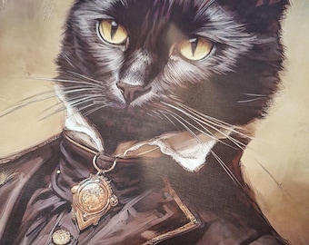 Gato Negro Caballero. Una caja de regalo única para los amantes de los gatos. Un conjunto único y selecto.