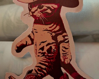 Gato con botas. Conjunto exclusivo de adorables ilustraciones y calcomanías de gatos vaqueros.