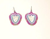 Tulip beaded earrings Mother of Pearl