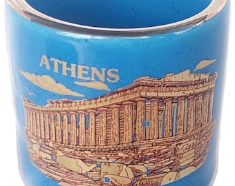 Nowa ceramika Shot Grecka Grecja Ateny Tequila Grecja Akropol Partenon.niebieski