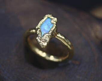 made of euro coin with gold color Opal Gold Plated Ring handmade Gemstone inspired by moroccan culture