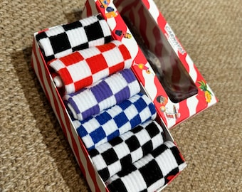 Checkerboard Cotton Socks: Patterned Black and White Socks