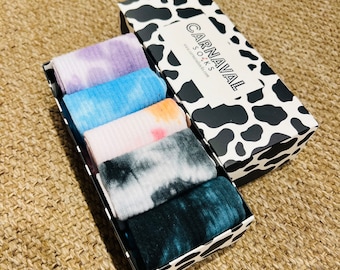 Tie Dye Crew Socken: Bunte Baumwollsocken