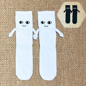 Couple holding hands Socks, magnetic patterned socks, white colored socks, lovers socks, Valentine&#39;s day socks, funny socks, gift socks