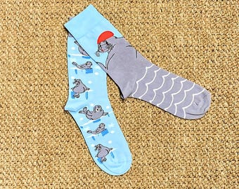 Mismatched Seal Socks: Fun Animal Socks, Novelty Gift