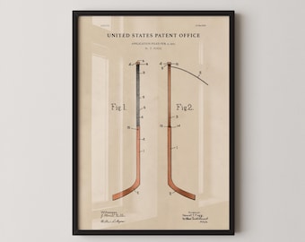 Watercolor Hockey Stick Patent Print: Vintage Sports Art
