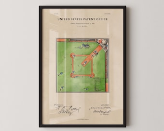 Watercolor Baseball Field Patent Art Print: Vintage Sports Decor