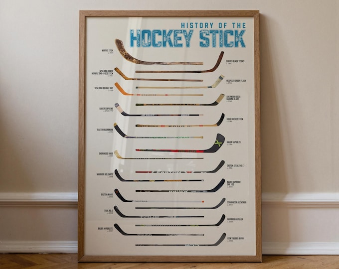 Evolution of Hockey Stick Art Print: NHL Decor for Game Room