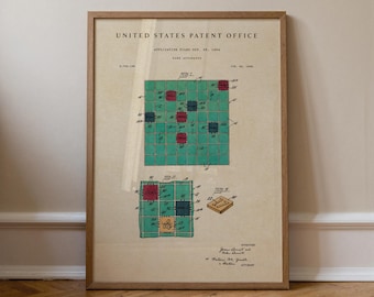 Vintage Board Game Patent Print: Hand-Painted Watercolor Wall Art