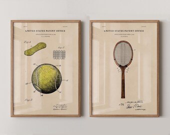 Watercolor Tennis Patent Print Set: Vintage Sports Art