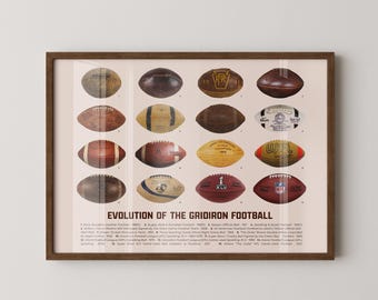 Football Evolution Art Print: Gridiron History Poster, Game Room Decor