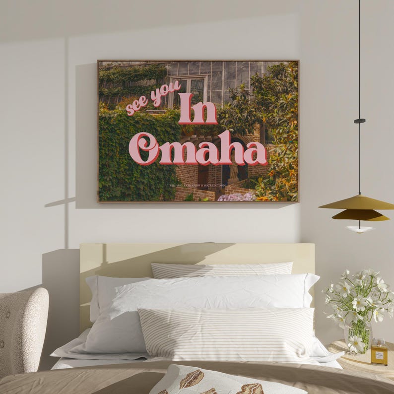 See You in Omaha Poster, Aesthetic Kitchen Wall Art Print, Maximalist