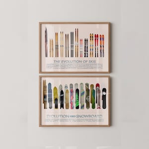 Ski & Snowboard Evolution Art Print Set: Wintersport Geschichte Dekor (2er-Set)