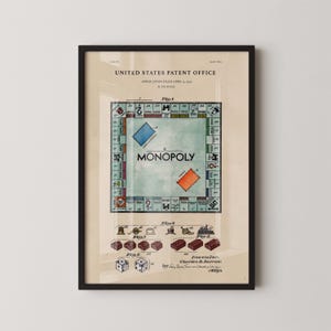 Monopoly Patent Print: Hand-Painted Watercolor Vintage Board Game Art