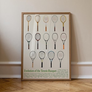 Póster sobre la evolución de la raqueta de tenis: Decoración de pared con motivos deportivos