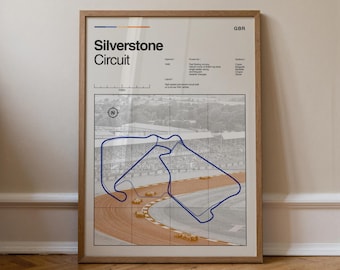 Silverstone Race Track Art - Silverstone Circuit Map Wall Decor in Vintage Style, Travel & Motorsport Fan Gift, Unique Silverstone Wall Art