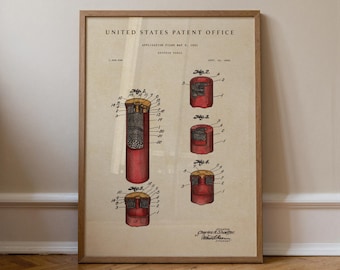 Shotgun Shell Patent Print: Hand-Painted Watercolor Vintage Patent Art Print