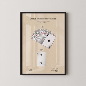 Watercolor Playing Cards Patent Art Print: Vintage Poker Room Decor