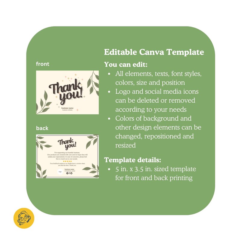 Simple Thank You Card Editable Canva Template - Etsy